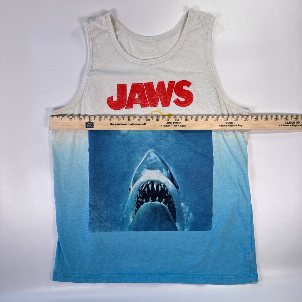 Jaws Unisex Tank Top Movie Poster Shark Graphic Blue White Large - Picture 6 of 7